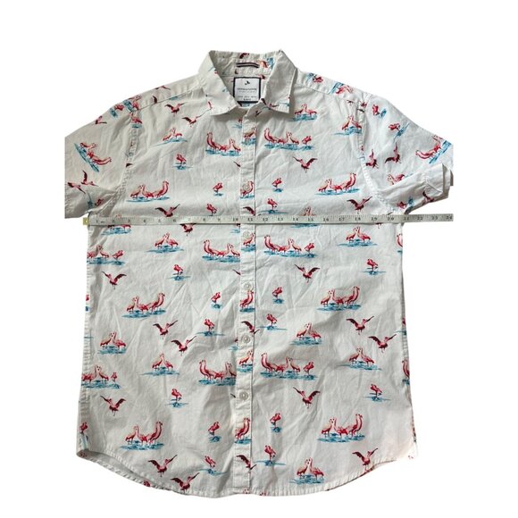 Denim & Flower Ricky Singh Slim Fit Mens Button Down Pink Flamingo Shirt Size Me - Picture 8 of 14